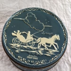 Vintage Blue Fruit Cake Tin